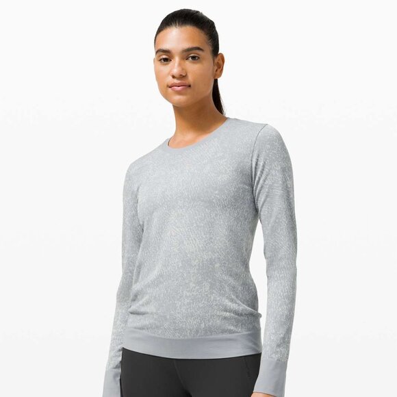 Lululemon Swiftly Breathe Long Sleeve Floral Fauna Rhino Grey / Vapor Size 6 - Picture 1 of 6